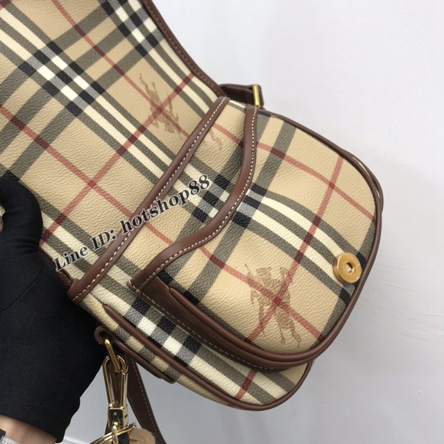 Burberry專櫃新款中古vintage系列新款單肩斜挎馬鞍包 巴寶莉單肩斜挎女包 yxb1028